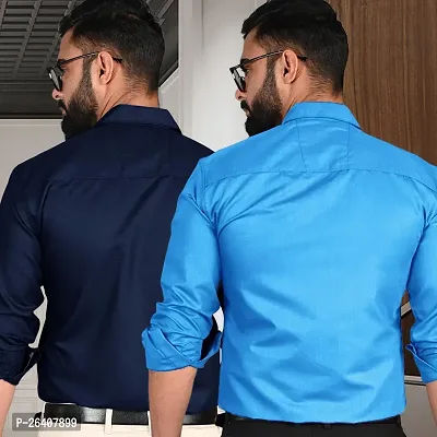 Stylish Cotton Multicoloured Solid Regular Fit Formal Shirt For Men Pack Of 2-thumb2