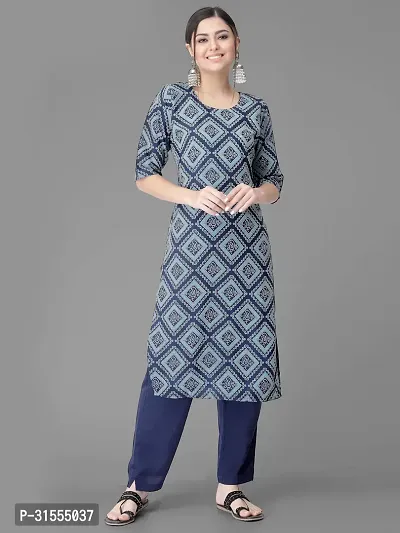 Stylish Blue Crepe Printed Kurta Bottom Set For Women-thumb3