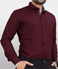 Stylish Maroon Cotton Long Sleeves Casual Shirts For Men-thumb3