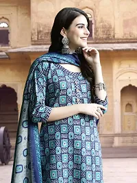 Attractive Blue Printed Cotton Blend Kurta Pant With Dupatta For Women-thumb3