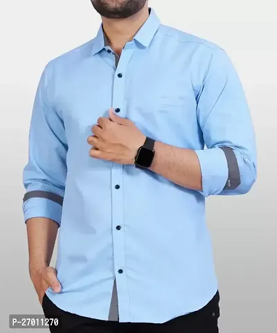 Stylish Blue Cotton Long Sleeves Casual Shirts For Men