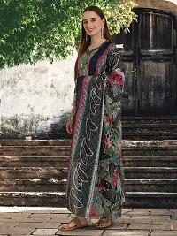 Stylish Multicoloured Cotton Blend Printed Kurta, Bottom and Dupatta Set For Women-thumb2