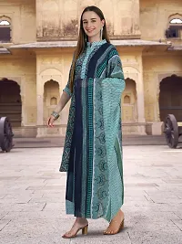 Attractive Teal Printed Cotton Blend Kurta Pant With Dupatta For Women-thumb2