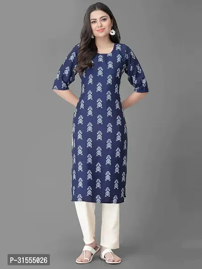 Stylish Blue Crepe Printed Kurta Bottom Set For Women-thumb3