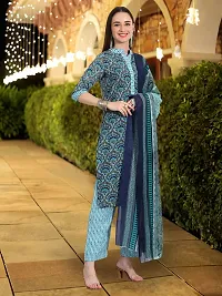 Fancy Cotton Blend Kurta Bottom And Dupatta Set For Women-thumb2