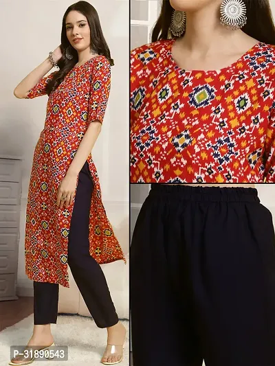 Elegant Crepe Printed Kurta with Pant Set For Women-thumb0