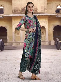 Attractive Green Printed Cotton Blend Kurta Pant With Dupatta For Women-thumb3