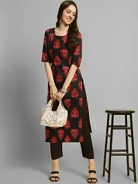 Stylish Navy Blue Crepe Printed Kurta Bottom Set For Women-thumb1