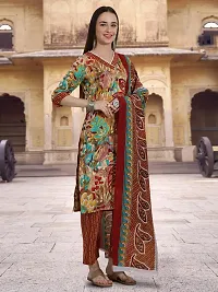 Attractive Multicoloured Printed Cotton Blend Kurta Pant With Dupatta For Women-thumb3