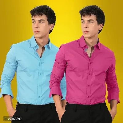 Classic Cotton Multicoloured Formal Shirt For Men-Pack Of 2-thumb0