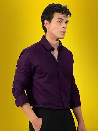 Stylish Purple Cotton Solid Casual Shirt For Men-thumb2