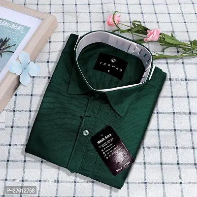 Reliable Green Cotton Solid Long Sleeve Casual Shirts For Men