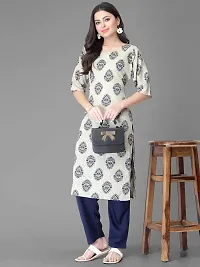 Stylish Crepe Printed Straight Kurta With Pant Set For Women-thumb1