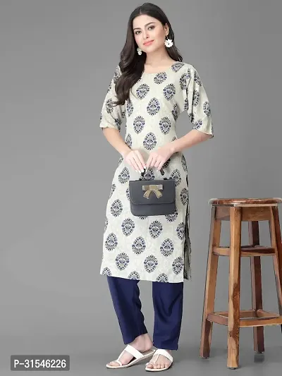 Stylish Crepe Printed Straight Kurta With Pant Set For Women-thumb2