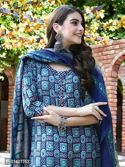 Elegant Printed Cotton Blend Kurta with Pant And Dupatta Set For Women-thumb5