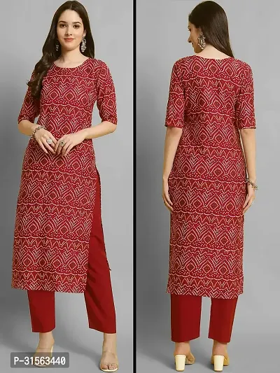 Elegant Crepe Printed Kurta with Pant Set For Women-thumb0