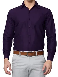 Stylish Cotton Purple Solid Long Sleeve Regular Fit Formal Shirt For Men-thumb3