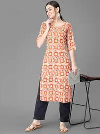 Stylish Orange Crepe Printed Kurta Bottom Set For Women-thumb1