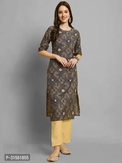 Elegant Blue Crepe Printed Straight Kurta Bottom Set For Women-thumb3