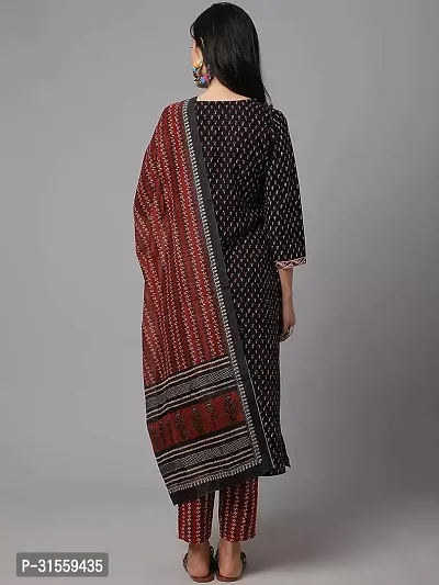 Beautiful Black Printed Straight Kurta, Bottom and Dupatta Set For Women-thumb5