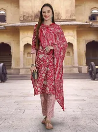 Attractive Pink Printed Cotton Blend Kurta Pant With Dupatta For Women-thumb4