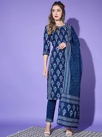 Stylish Blue Kurta Bottom Dupatta Set For Women-thumb3