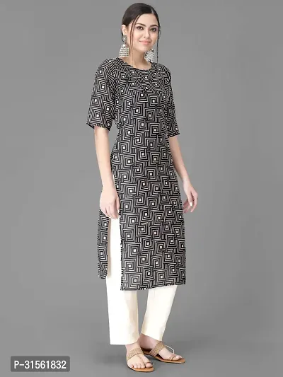 Elegant Black Crepe Printed Straight Kurta Bottom Set For Women-thumb5