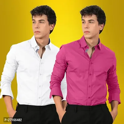 Classic Cotton Multicoloured Formal Shirt For Men-Pack Of 2