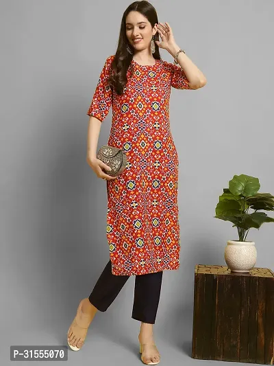 Stylish Red Crepe Printed Kurta Bottom Set For Women-thumb2