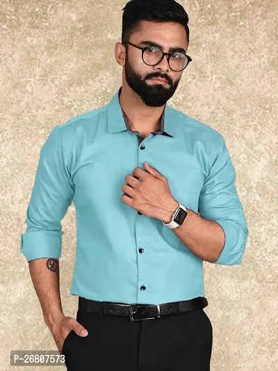 Stylish Men Cotton Long Sleeve Regular Fit Formal Shirt-thumb0