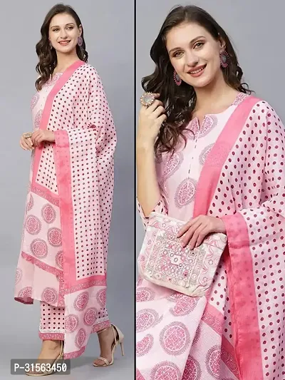 Elegant Printed Kurta with Pant And Dupatta Set For Women-thumb0