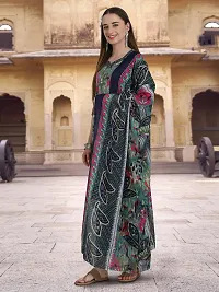 Attractive Green Printed Cotton Blend Kurta Pant With Dupatta For Women-thumb2