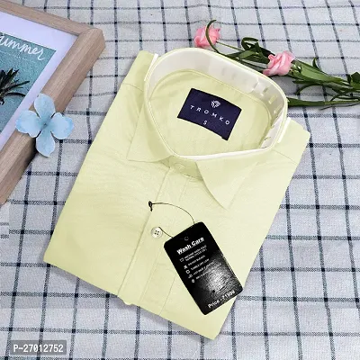 Reliable Yellow Cotton Solid Long Sleeve Casual Shirts For Men