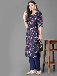 Stylish Navy Blue Crepe Kurta Bottom Set For Women-thumb1