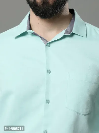 Stylish Green Cotton Long Sleeve Solid Regular Fit Formal Shirt For Men-thumb4