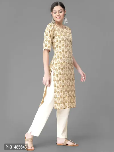 Stylish Beige Crepe Printed Kurta Bottom Set For Women-thumb5