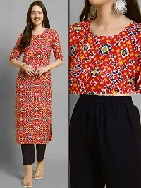 Stylish Red Crepe Printed Kurta Bottom Set For Women-thumb2