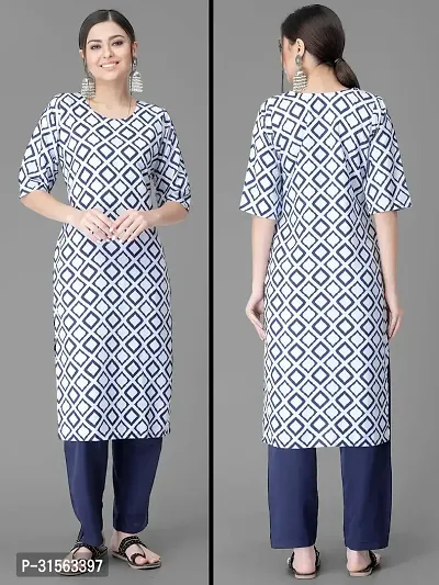 Elegant Crepe Checked Kurta with Pant Set For Women