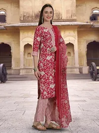 Attractive Pink Printed Cotton Blend Kurta Pant With Dupatta For Women-thumb3