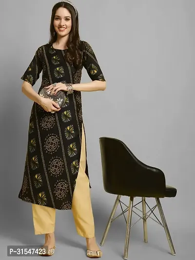 Stylish Crepe Kurta Bottom Set Printed Straight Kurta With Pant Set For Women-thumb2