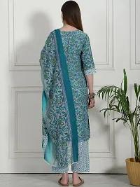 Beautiful Cotton Blend Grey Printed Kurta Pant And Dupatta Set For Women-thumb2