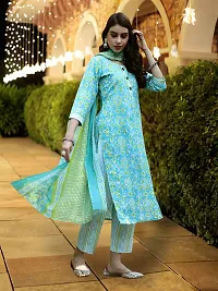 Fancy Cotton Blend Kurta Bottom And Dupatta Set For Women-thumb2