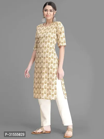 Stylish Beige Crepe Printed Kurta Bottom Set For Women-thumb4