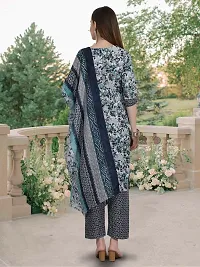 Stylish Multicoloured Cotton Blend Printed Kurta Bottom and Dupatta Set For Women-thumb1