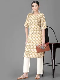 Stylish Beige Crepe Printed Kurta Bottom Set For Women-thumb1