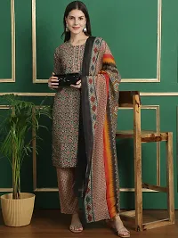 Stylish Multicoloured Cotton Blend Kurta, Bottom And Dupatta Set For Women-thumb1