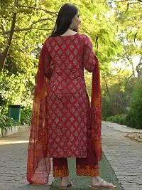 Stylish Red Viscose Rayon Printed Kurta Bottom and Dupatta Set For Women-thumb2