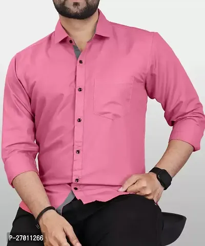 Stylish Pink Cotton Long Sleeves Casual Shirts For Men