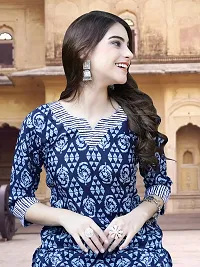 Attractive Navy Blue Printed Cotton Blend Kurta Pant With Dupatta For Women-thumb3