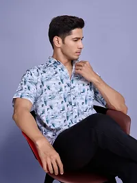 Trendy Cotton Blend Printed Half Sleeve Casual Shirt For Men-thumb1